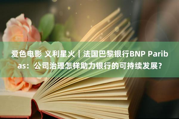 爱色电影 义利星火｜法国巴黎银行BNP Paribas：公司治理怎样助力银行的可持续发展？