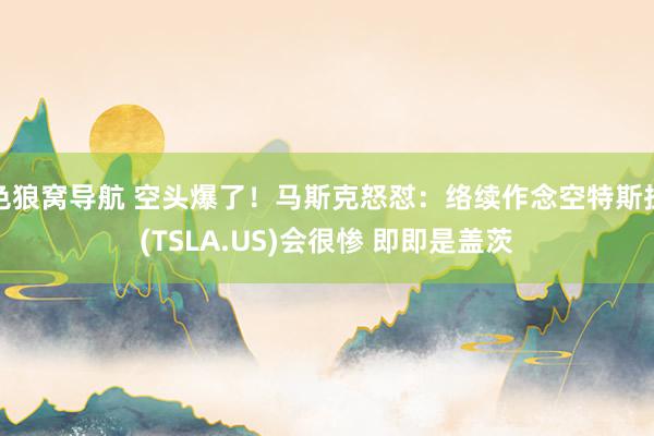色狼窝导航 空头爆了！马斯克怒怼：络续作念空特斯拉(TSLA.US)会很惨 即即是盖茨