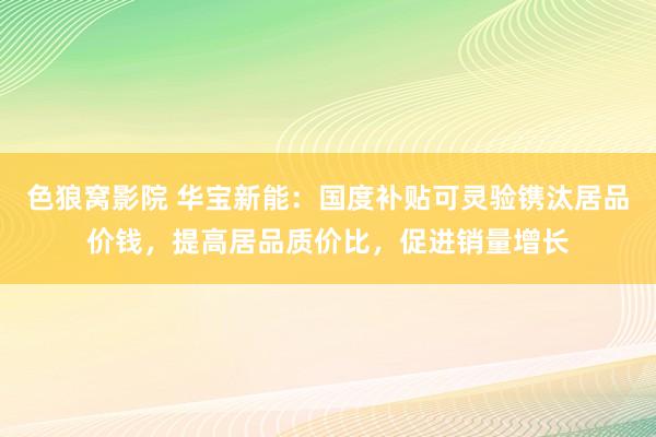 色狼窝影院 华宝新能：国度补贴可灵验镌汰居品价钱，提高居品质价比，促进销量增长